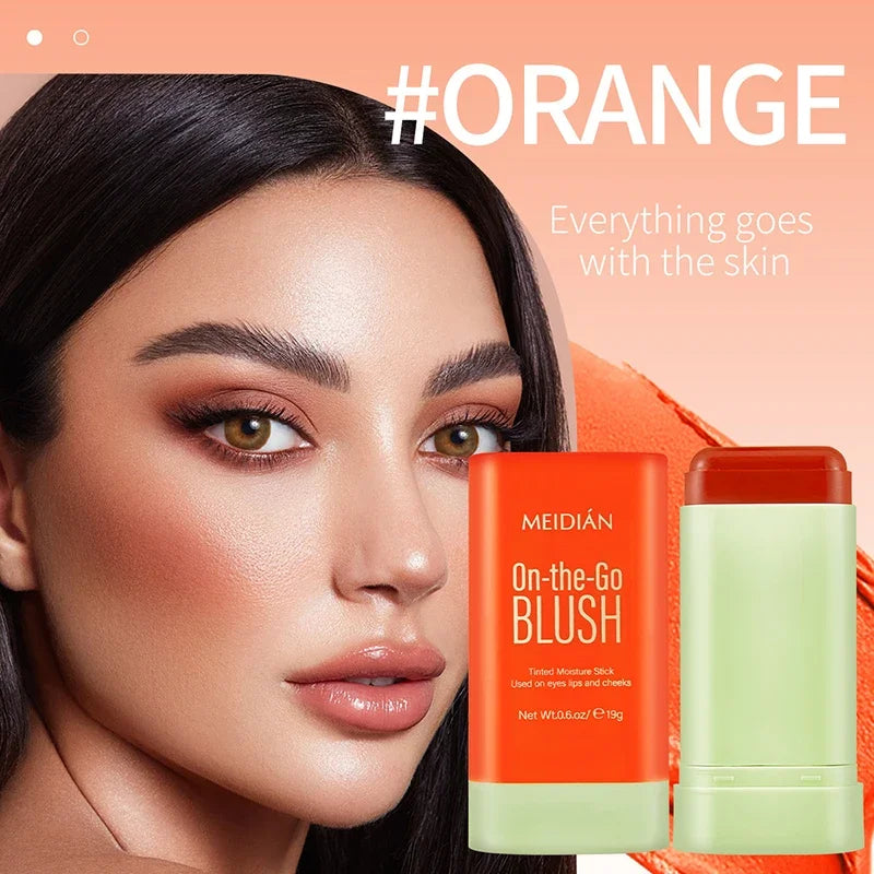 3-in-1 Lip Tinted Moistured Blush Cheek Stick Silky Brighten Blush Cream Blusher Cosmetics Tubes Matte Contour Cosmetics