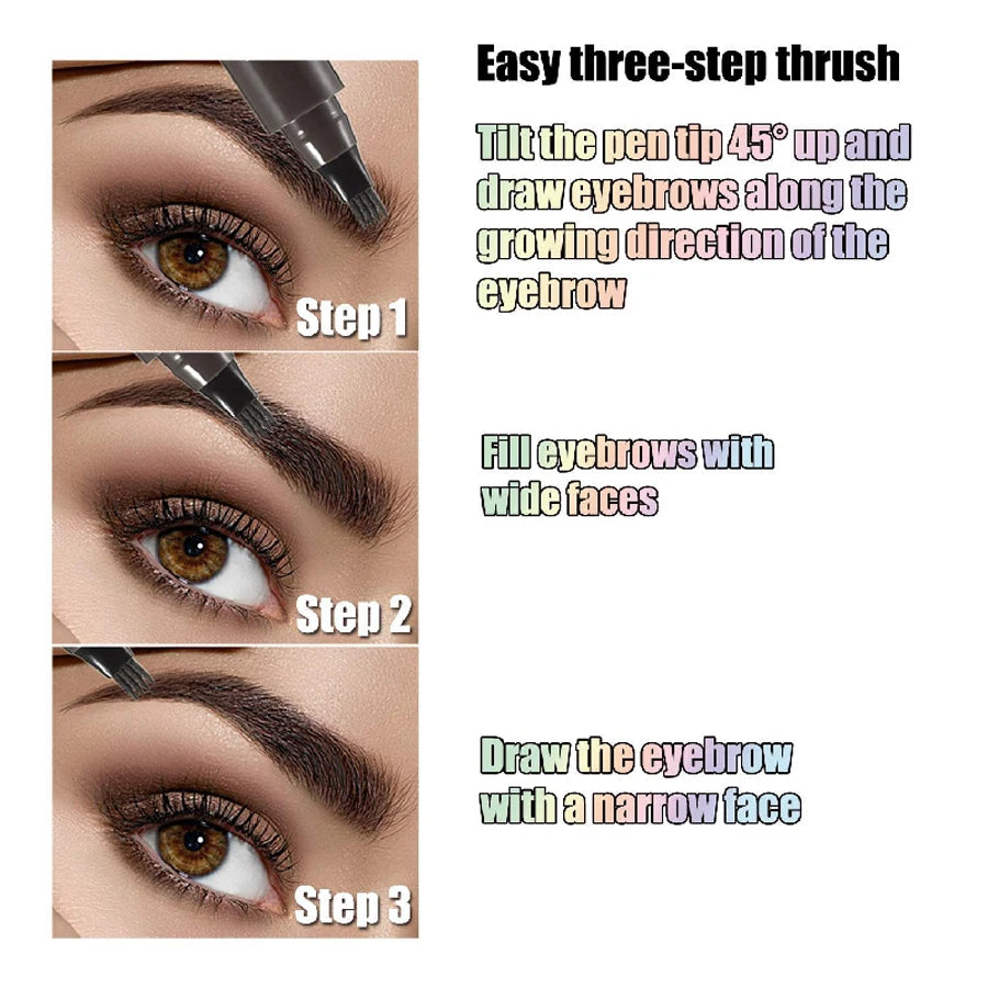 Waterproof Eyebrow Pen, Microblading Eyebrow Pencil With 4 Split Head