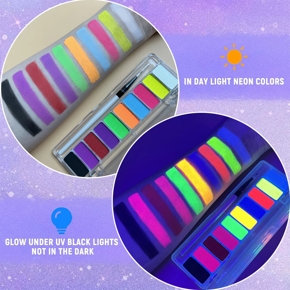 10 Colors Glow Fluorescent Neon Face Body Art Paint UV
