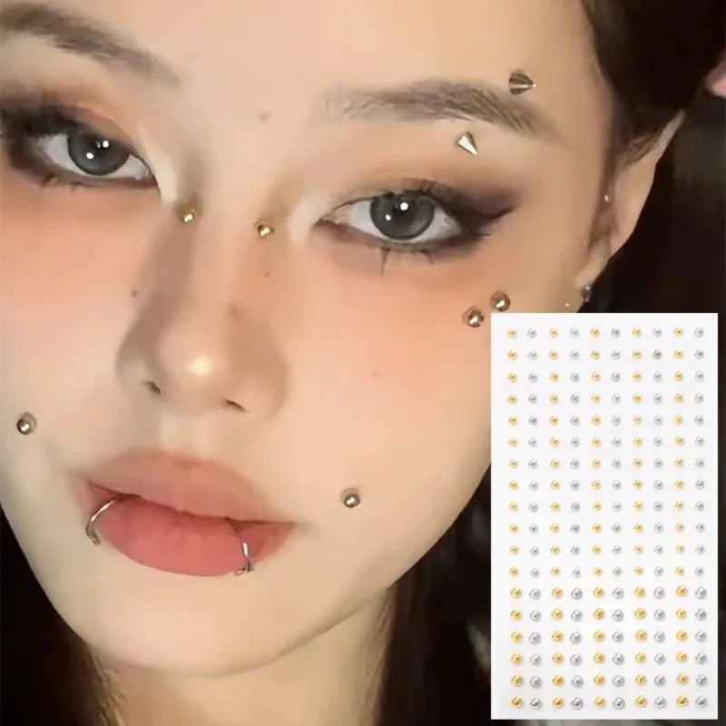 Fake Lip Eyebrow Ear Stickers Non Piercing Reusable Earring Studs Teens Hip hop Fake Nose Nails Ring Body Belly Button Jewelry