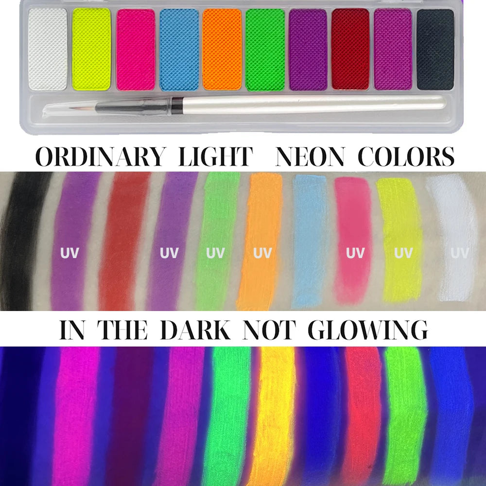 10 Colors Glow Fluorescent Neon Face Body Art Paint UV