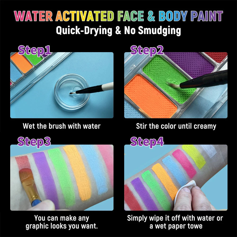 10 Colors Glow Fluorescent Neon Face Body Art Paint UV