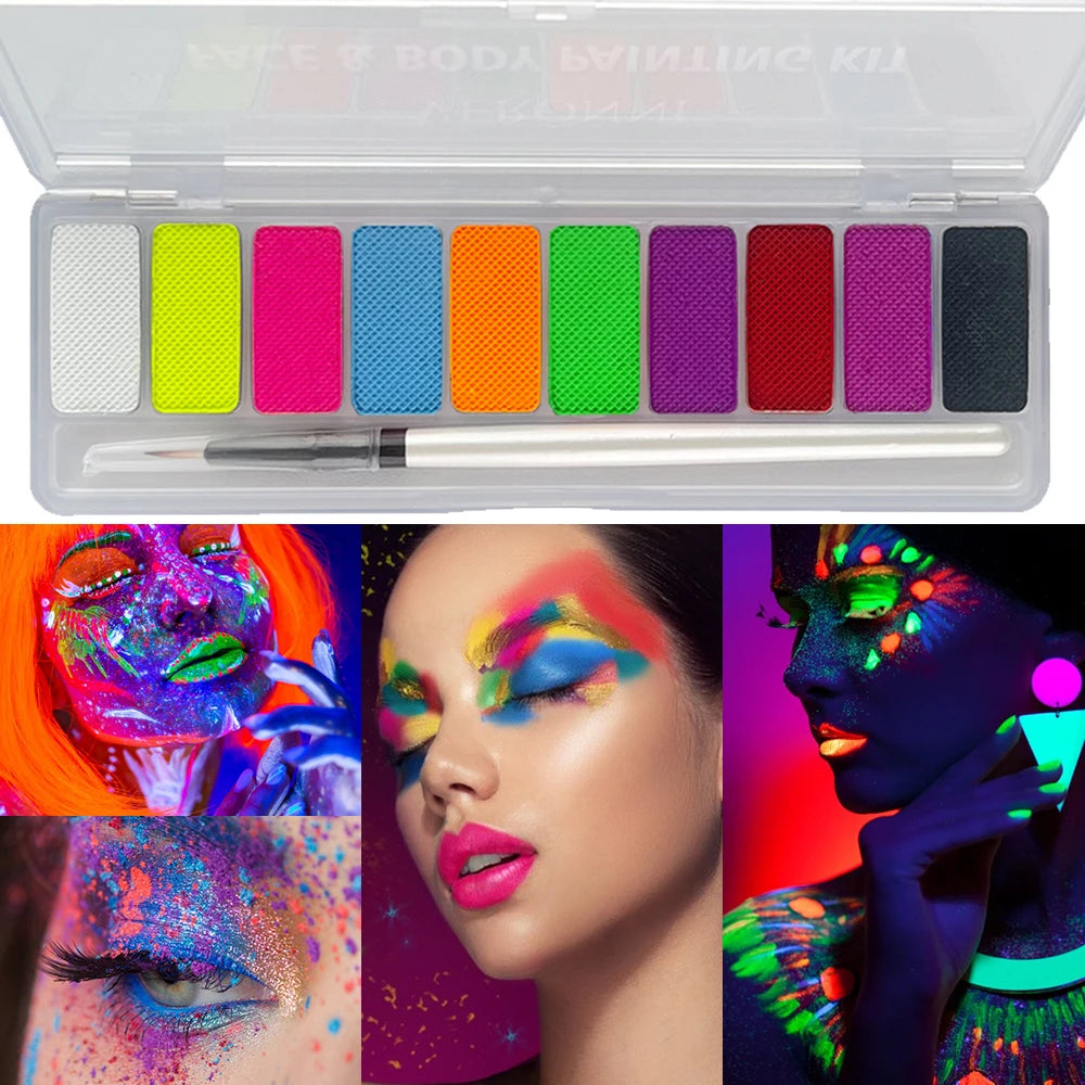 10 Colors Glow Fluorescent Neon Face Body Art Paint UV