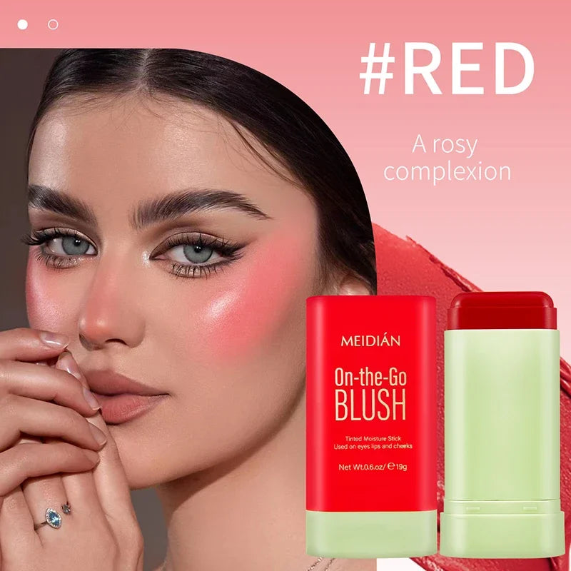 3-in-1 Lip Tinted Moistured Blush Cheek Stick Silky Brighten Blush Cream Blusher Cosmetics Tubes Matte Contour Cosmetics