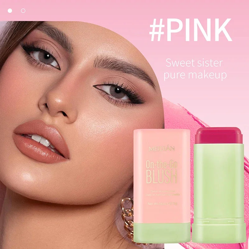 3-in-1 Lip Tinted Moistured Blush Cheek Stick Silky Brighten Blush Cream Blusher Cosmetics Tubes Matte Contour Cosmetics