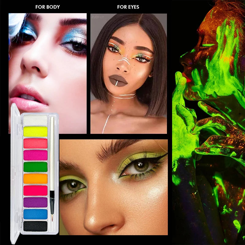 10 Colors Glow Fluorescent Neon Face Body Art Paint UV