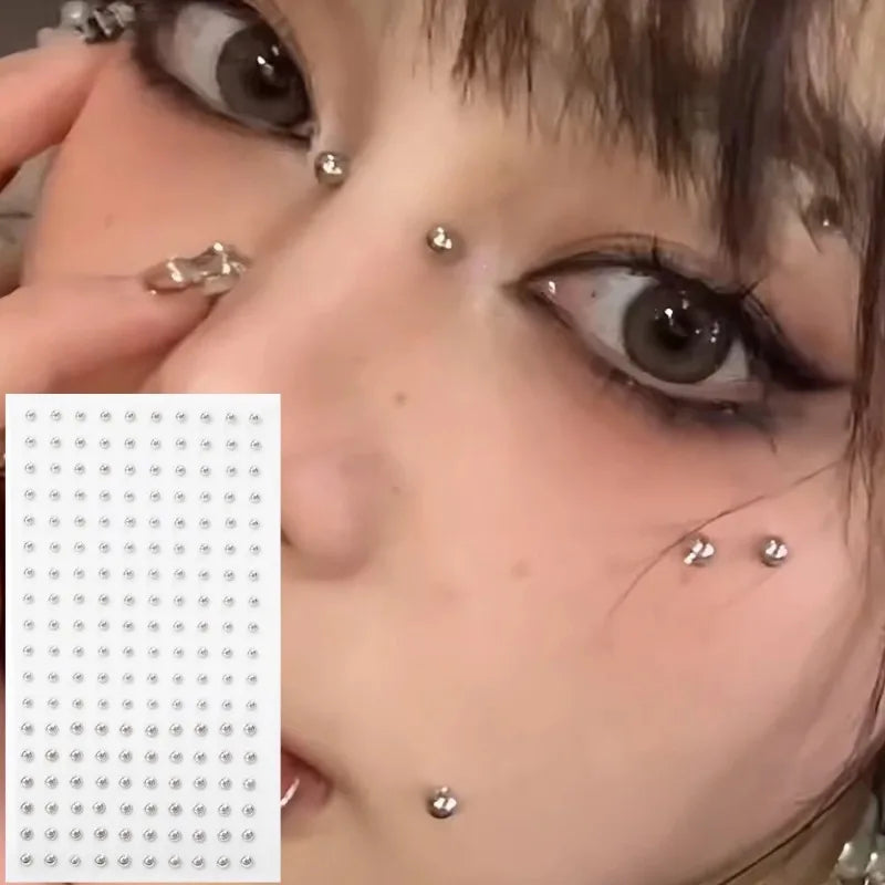 Fake Lip Eyebrow Ear Stickers Non Piercing Reusable Earring Studs Teens Hip hop Fake Nose Nails Ring Body Belly Button Jewelry